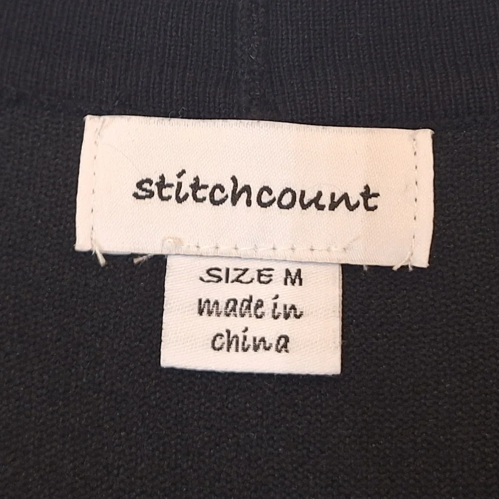 Stitchcount Black Open Front Knit Cardigan With Stretch Size Medium